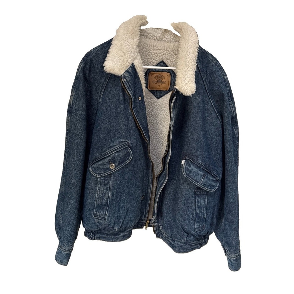 Vintage 80's Levi Strauss & Co. Blue Sherpa Lined Zip Front Men's Large (75409)